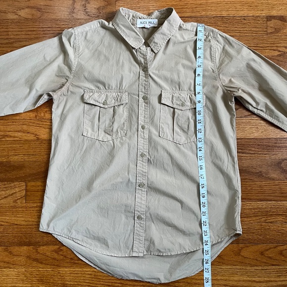 Alex Mill Keeper Button Up Utility Shirt Khaki Tan 100% Cotton Size Medium - Picture 5 of 6
